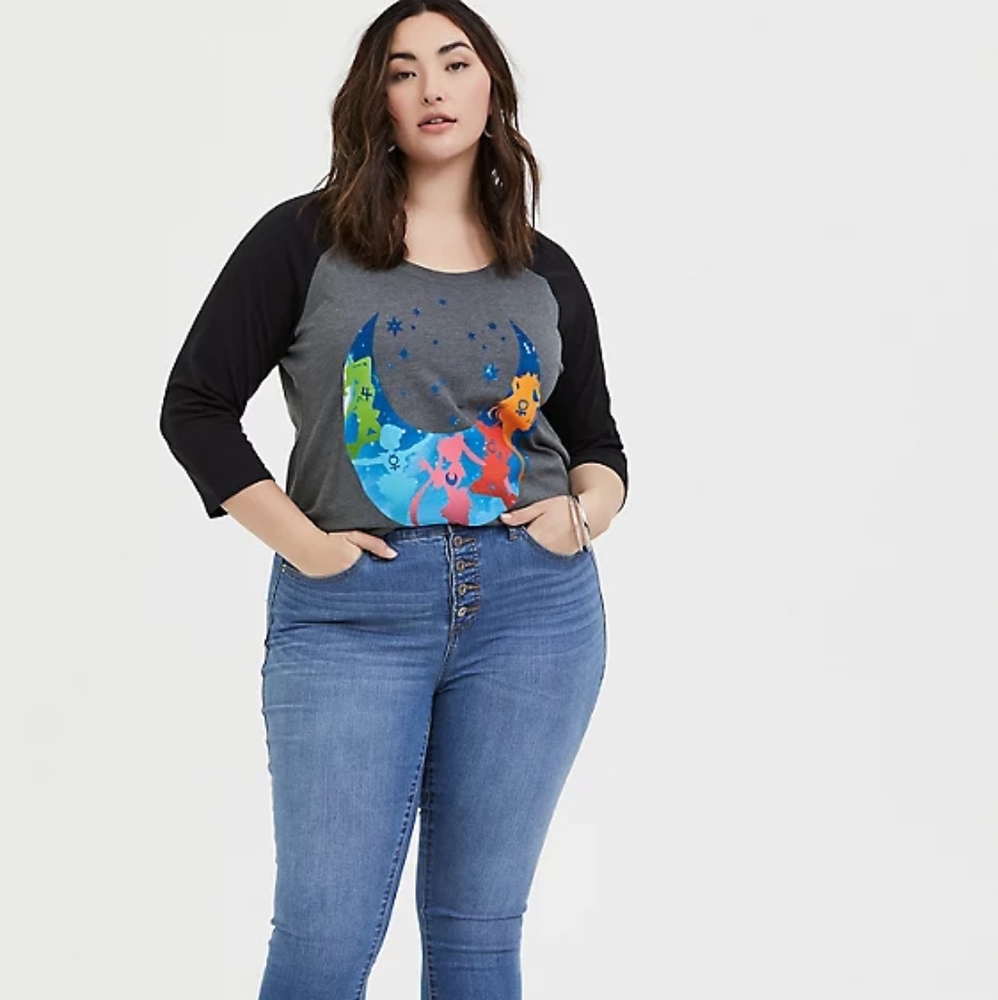 Gray Sailor Moon Raglan Tee